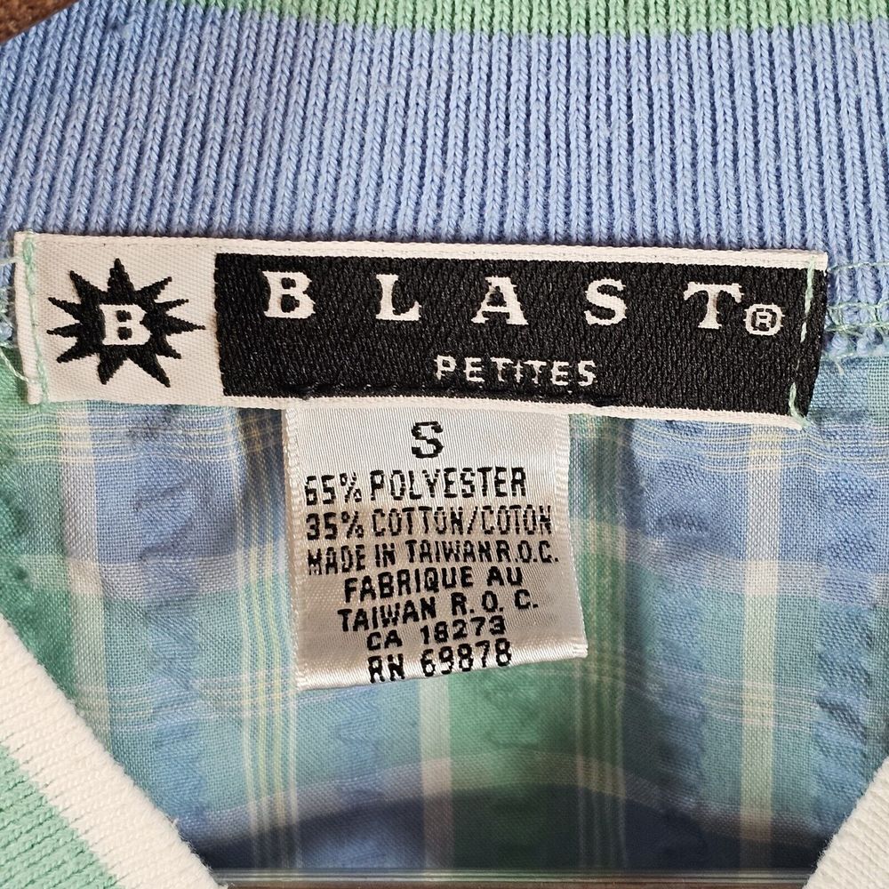 Blast Petites Jacket Cottagecore Grannycore Retro Floral Plaid Blue Green PS - Picture 3 of 12